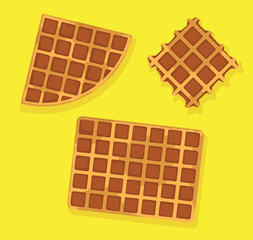 Food Waffle Top View Vector Illustration