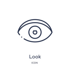 Obraz premium look icon from user interface outline collection. Thin line look icon isolated on white background.
