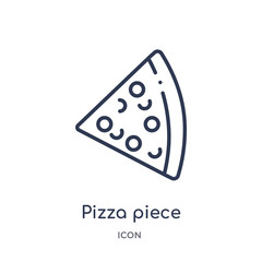 pizza piece icon from ultimate glyphicons outline collection. Thin line pizza piece icon isolated on white background.