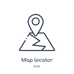 map locator icon from ultimate glyphicons outline collection. Thin line map locator icon isolated on white background.