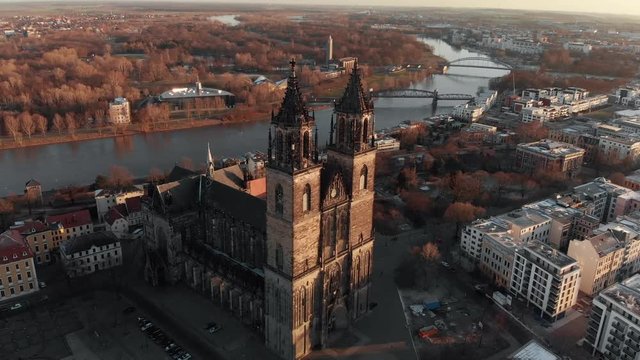 Magdeburg Cathedral at winter time.