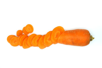 Carrot and pieces isolated on white background       