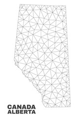 Abstract Alberta Province map isolated on a white background. Triangular mesh model in black color of Alberta Province map. Polygonal geographic scheme designed for political illustrations.