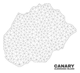 Abstract Alegranza Island map isolated on a white background. Triangular mesh model in black color of Alegranza Island map. Polygonal geographic scheme designed for political illustrations.