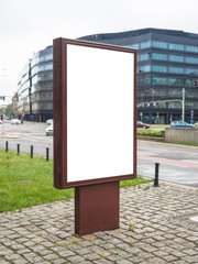 A white blank empty mock up of billboard, poster template for event, map, advertisement, concert...