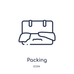 packing icon from travel outline collection. Thin line packing icon isolated on white background.