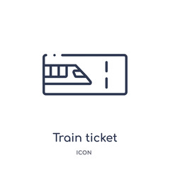 train ticket icon from travel outline collection. Thin line train ticket icon isolated on white background.