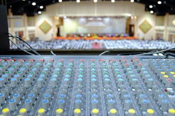 Chiang rai, Thailand - September 20, 2018: mixing console, .Professional audio mixing console with...