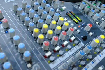 Chiang rai, Thailand - September 20, 2018: mixing console, .Professional audio mixing console with...