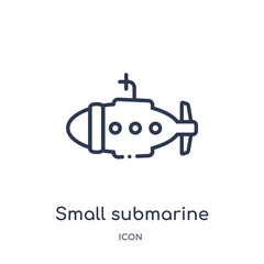 small submarine icon from transportaytan outline collection. Thin line small submarine icon isolated on white background.