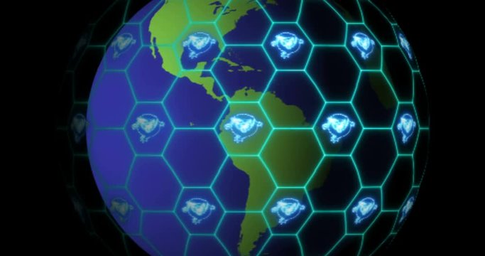 Earth is entangled by Bitcoin SV (BSV) blockchain network. Blockchain concept