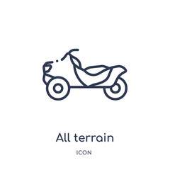 all terrain vehicle icon from transportaytan outline collection. Thin line all terrain vehicle icon isolated on white background.