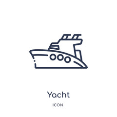 yacht icon from transportation outline collection. Thin line yacht icon isolated on white background.