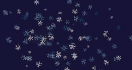 Gentle Christmas Morning Snow, dark blue background - seamless loop
