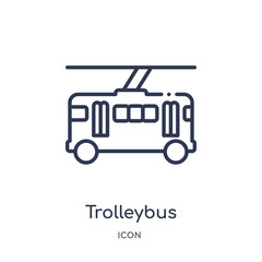 trolleybus icon from transportation outline collection. Thin line trolleybus icon isolated on white background.