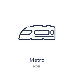 metro icon from transportation outline collection. Thin line metro icon isolated on white background.
