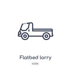 flatbed lorry icon from transportation outline collection. Thin line flatbed lorry icon isolated on white background.