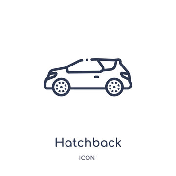 hatchback icon from transportation outline collection. Thin line hatchback icon isolated on white background.