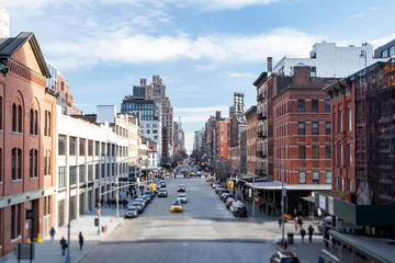 Foto auf Alu-Dibond Draufsicht der 14th Street Szene aus dem Highline Park im Stadtteil Chelsea in Manhattan, New York City © deberarr