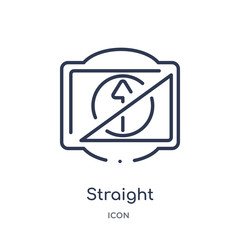 straight prohibitor no entry icon from traffic sign outline collection. Thin line straight prohibitor no entry icon isolated on white background.