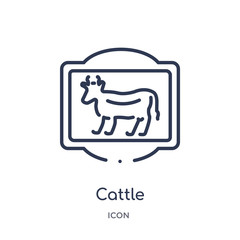 cattle icon from traffic sign outline collection. Thin line cattle icon isolated on white background.