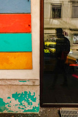 Bucharest, Romania A colourful house facade in downtown.