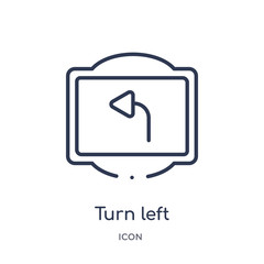 turn left icon from traffic signs outline collection. Thin line turn left icon isolated on white background.