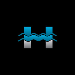 Digital Water Blue Wave H Letter Logo