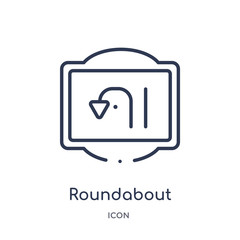 roundabout icon from traffic signs outline collection. Thin line roundabout icon isolated on white background.