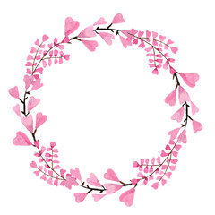 Wreath With Watercolor Pink Hearts Illustration for design wedding invitations, greeting cards