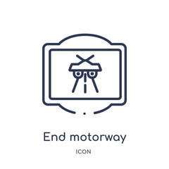 end motorway icon from traffic signs outline collection. Thin line end motorway icon isolated on white background.