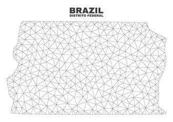 Abstract Brazil Distrito Federal map isolated on a white background. Triangular mesh model in black color of Brazil Distrito Federal map.