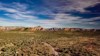 Obraz na płótnie Canvas Aerial view of Redrock national forest Arizona 