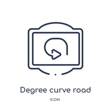 degree curve road icon from traffic signs outline collection. Thin line degree curve road icon isolated on white background.