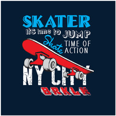 New York city skaters vector illustration.Skateboards vector print. - 249003105