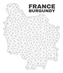 Abstract Burgundy Province map isolated on a white background. Triangular mesh model in black color of Burgundy Province map. Polygonal geographic scheme designed for political illustrations.