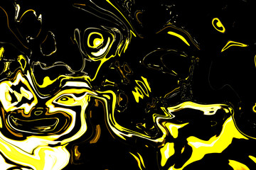 Creative abstract background, wallpaper, texture of digital painting. Work of Modern art: a yellow frog in the forest