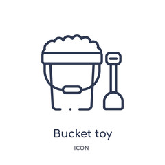 bucket toy icon from toys outline collection. Thin line bucket toy icon isolated on white background.