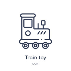 train toy icon from toys outline collection. Thin line train toy icon isolated on white background.