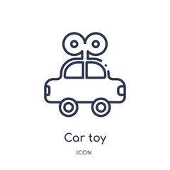car toy icon from toys outline collection. Thin line car toy icon isolated on white background.