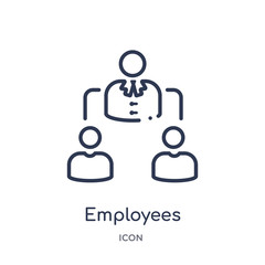 employees icon from time management outline collection. Thin line employees icon isolated on white background.