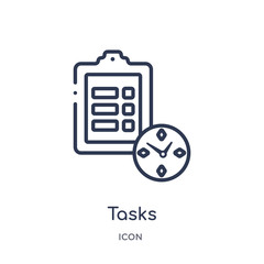 tasks icon from time management outline collection. Thin line tasks icon isolated on white background.
