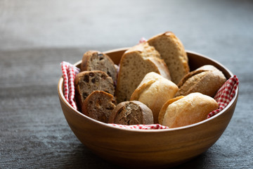 bread on black wooden table