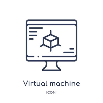 virtual machine icon from technology outline collection. Thin line virtual machine icon isolated on white background.