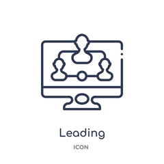 leading icon from technology outline collection. Thin line leading icon isolated on white background.