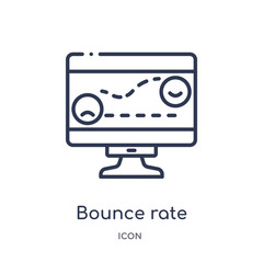 bounce rate icon from technology outline collection. Thin line bounce rate icon isolated on white background.