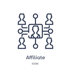 affiliate marketing icon from technology outline collection. Thin line affiliate marketing icon isolated on white background.