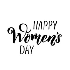 Happy Woman’s Day calligraphy design on square white background. Vector illustration. Woman’s Day greeting calligraphy design in black colors. Template for a poster, cards, banner. - Vector