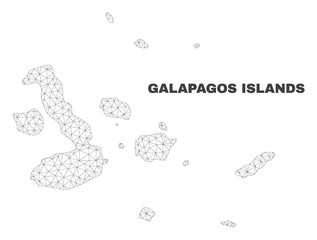 Abstract Galapagos Islands map isolated on a white background. Triangular mesh model in black color of Galapagos Islands map. Polygonal geographic scheme designed for political illustrations.