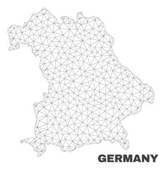 Abstract Germany map isolated on a white background. Triangular mesh model in black color of Germany map. Polygonal geographic scheme designed for political illustrations.